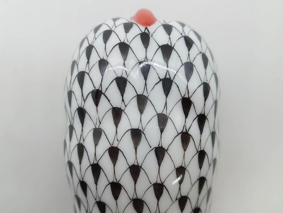 ヘレンド　ハンガリー　HEREND HVNGARY　ブラック　カバ　シックな佇まいのフィギュリン(黒、動物、金彩、フィッシュネット、ハンドペイント、置物、陶器)(R-081467)
