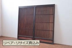 アンティーク　古いシャビーな大型アイアン面格子(窓・柵・フェンス・レトロ)