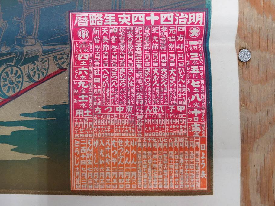明治期　戦前　大勉強　薬　近江製剤　宣伝チラシ　広告　引札　版画　長者番付表　皇国名誉書画人名録など 7枚セット(当時物、引き札、三井八郎右衛門、印刷物、紙モノ、ポスター、商店、明治44亥年略暦、新版東京〇(丸)持長者競、東京名七幅人、大雄山奉納額面縮図)(R-075467)