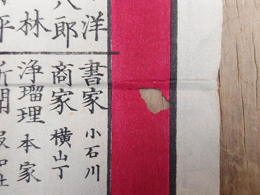 明治期　戦前　大勉強　薬　近江製剤　宣伝チラシ　広告　引札　版画　長者番付表　皇国名誉書画人名録など 7枚セット(当時物、引き札、三井八郎右衛門、印刷物、紙モノ、ポスター、商店、明治44亥年略暦、新版東京〇(丸)持長者競、東京名七幅人、大雄山奉納額面縮図)(R-075467)
