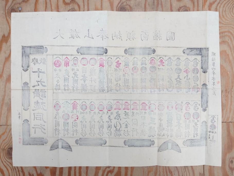 明治期　戦前　大勉強　薬　近江製剤　宣伝チラシ　広告　引札　版画　長者番付表　皇国名誉書画人名録など 7枚セット(当時物、引き札、三井八郎右衛門、印刷物、紙モノ、ポスター、商店、明治44亥年略暦、新版東京〇(丸)持長者競、東京名七幅人、大雄山奉納額面縮図)(R-075467)