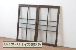 レトロ家具　モールガラスが魅力のノスタルジックなガラス戸1枚(引き戸、建具)(R-037483)