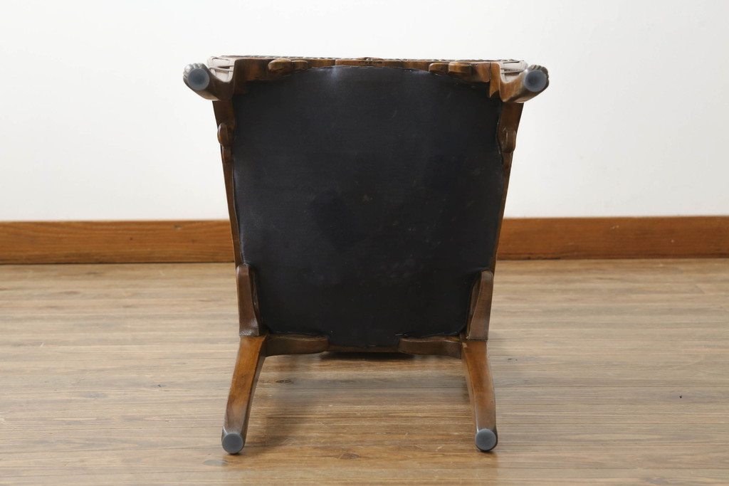 中古　イタリア高級家具　メデア(Medea)　クラシカルなデザインと花の意匠が素敵なチェア(一人掛け、ダイニングチェア、椅子、イス)(定価約40万円)(R-075450)