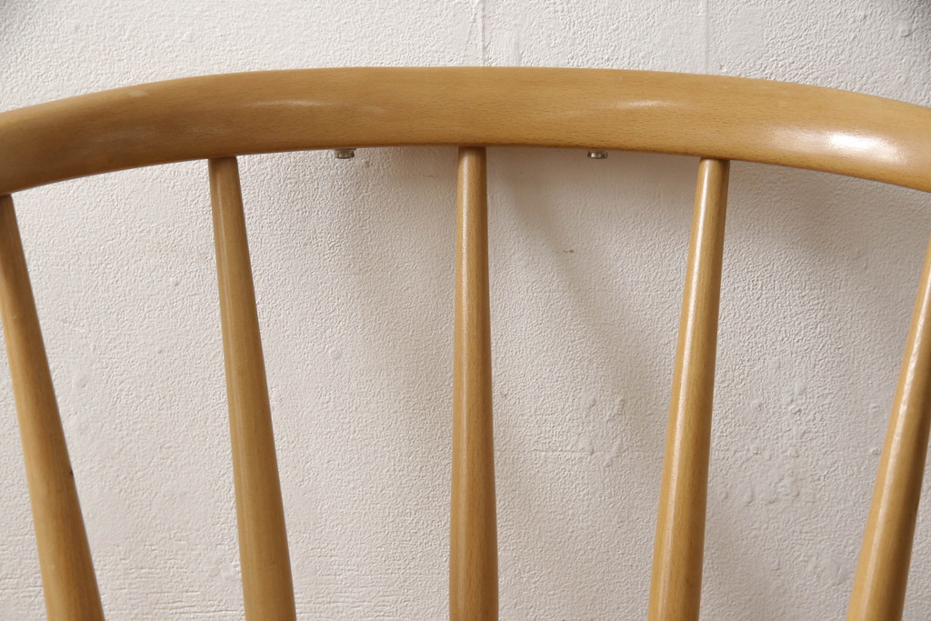 超レア! イギリスビンテージ　ERCOL(アーコール)　洗練されたデザインが格好いいスモーカーズチェア(ダイニングチェア、アームチェア、カウホーンチェア、椅子、イス、ヴィンテージ、英国)(R-066207)