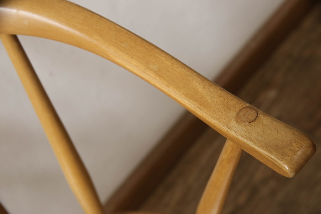 超レア! イギリスビンテージ　ERCOL(アーコール)　洗練されたデザインが格好いいスモーカーズチェア(ダイニングチェア、アームチェア、カウホーンチェア、椅子、イス、ヴィンテージ、英国)(R-066207)