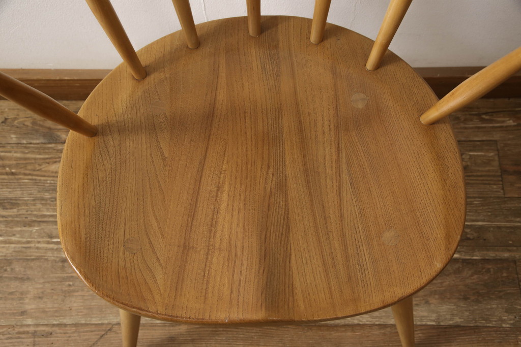 超レア! イギリスビンテージ　ERCOL(アーコール)　洗練されたデザインが格好いいスモーカーズチェア(ダイニングチェア、アームチェア、カウホーンチェア、椅子、イス、ヴィンテージ、英国)(R-066207)