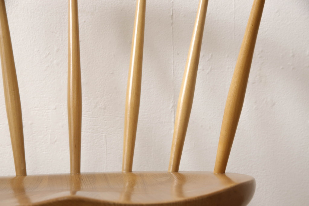 超レア! イギリスビンテージ　ERCOL(アーコール)　洗練されたデザインが格好いいスモーカーズチェア(ダイニングチェア、アームチェア、カウホーンチェア、椅子、イス、ヴィンテージ、英国)(R-066207)