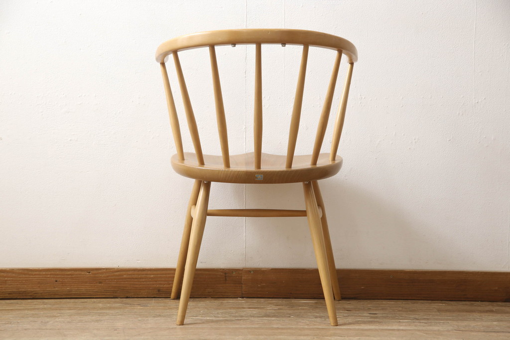 イギリスビンテージ　ERCOL(アーコール)　洗練されたデザインが格好いいスモーカーズチェア(ダイニングチェア、アームチェア、カウホーンチェア、椅子、イス、ヴィンテージ、英国)(R-066207)