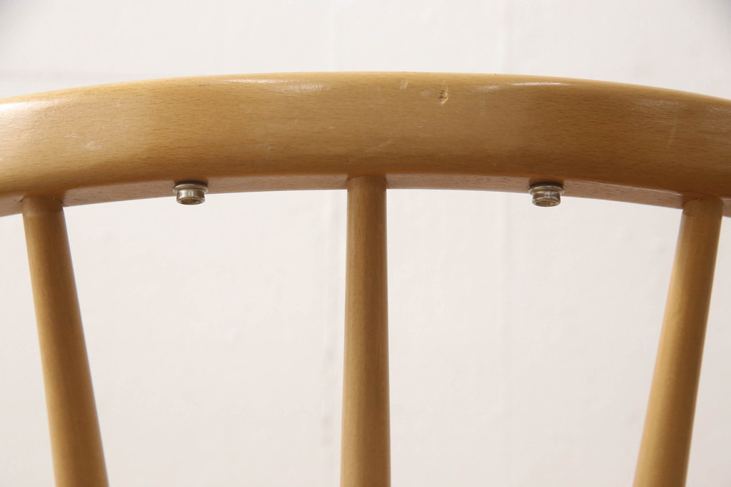 超レア! イギリスビンテージ　ERCOL(アーコール)　洗練されたデザインが格好いいスモーカーズチェア(ダイニングチェア、アームチェア、カウホーンチェア、椅子、イス、ヴィンテージ、英国)(R-066207)