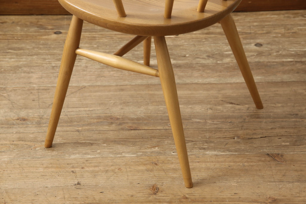 超レア! イギリスビンテージ　ERCOL(アーコール)　洗練されたデザインが格好いいスモーカーズチェア(ダイニングチェア、アームチェア、カウホーンチェア、椅子、イス、ヴィンテージ、英国)(R-066207)