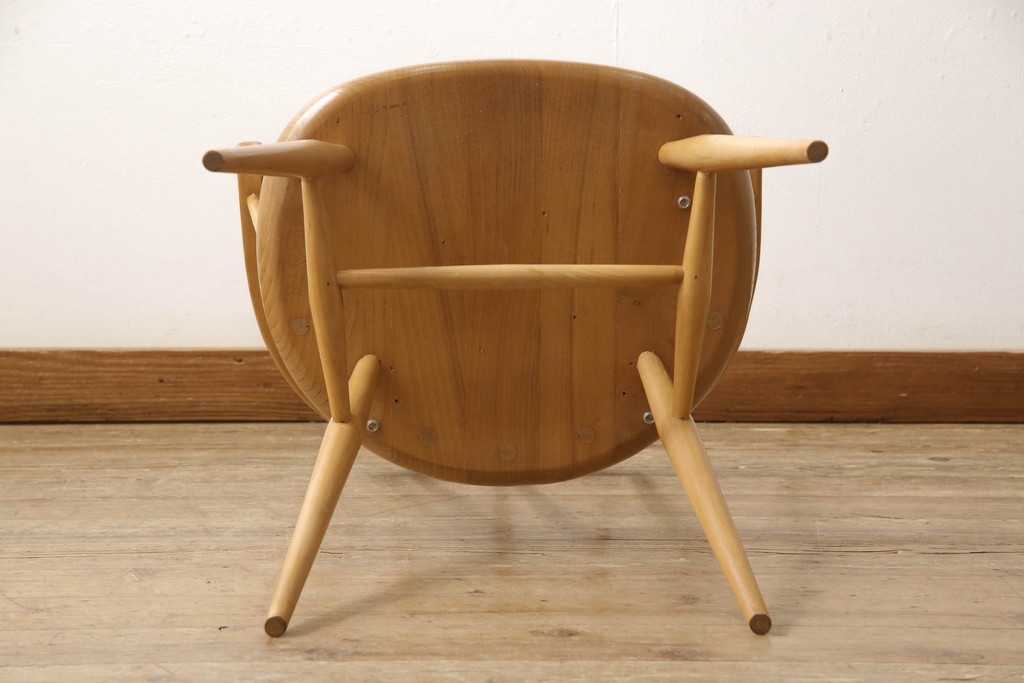超レア! イギリスビンテージ　ERCOL(アーコール)　洗練されたデザインが格好いいスモーカーズチェア(ダイニングチェア、アームチェア、カウホーンチェア、椅子、イス、ヴィンテージ、英国)(R-066207)