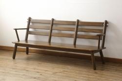 中古　美品　WINDS太平　ブナ材　丸みのあるデザインがかわいらしいベンチ(長椅子、3人掛けベンチ、板座)(R-059554)