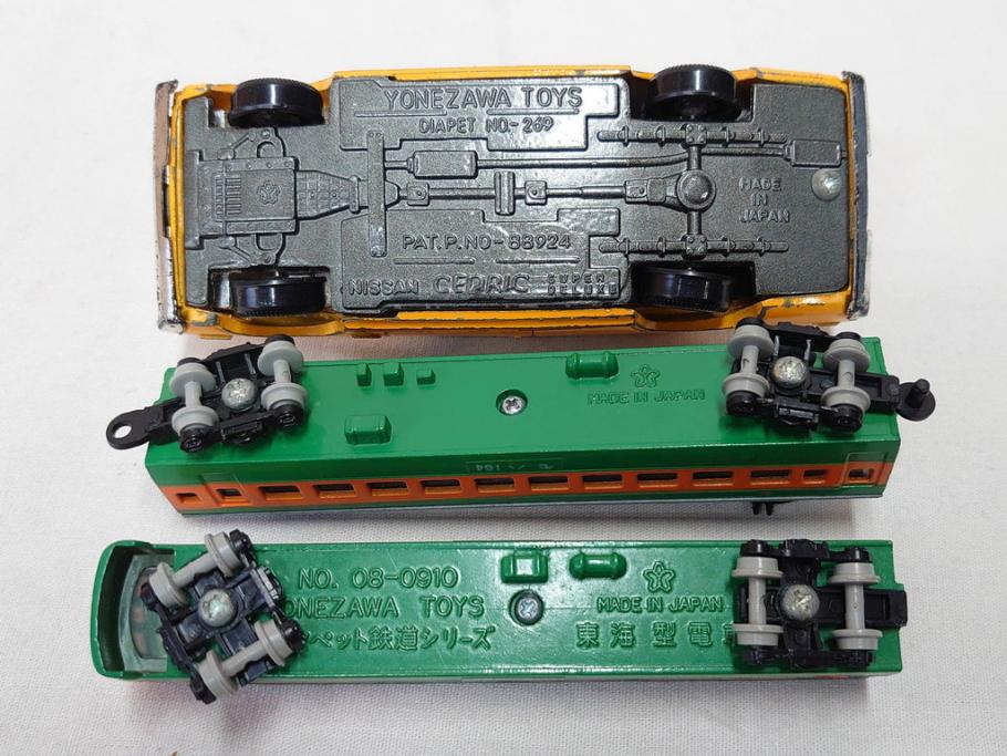 当時物　YONEZAWA TOYS　ASAHI TOYS　アサヒ玩具　DIAPET　ダイヤペット　MODEL PET　モデルペット　自動車　ミニカー　まとめて20点セット(おもちゃ、オモチャ、パトカー、はとバス、タクシー、郵便トラック、TOYOTA、トヨタ、NISSAN、日産、HONDA、ISUZU、MITSUBISHI、三菱、NO.2、6、鉄道シリーズ、電車、フォークリフト)(R-075474)