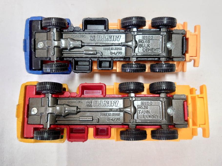 当時物　TOMICA トミカ　DANDY ダンディ　自動車　ミニカー　まとめて19点セット(玩具、おもちゃ、オモチャ、消防車、タンクローリー、Shell、はとバス、キャンピングカー、トラック、清掃事業、NHK、TOYOTA、トヨタ、HINO、ISUZU、MITSUBISHI、三菱)(R-075475)