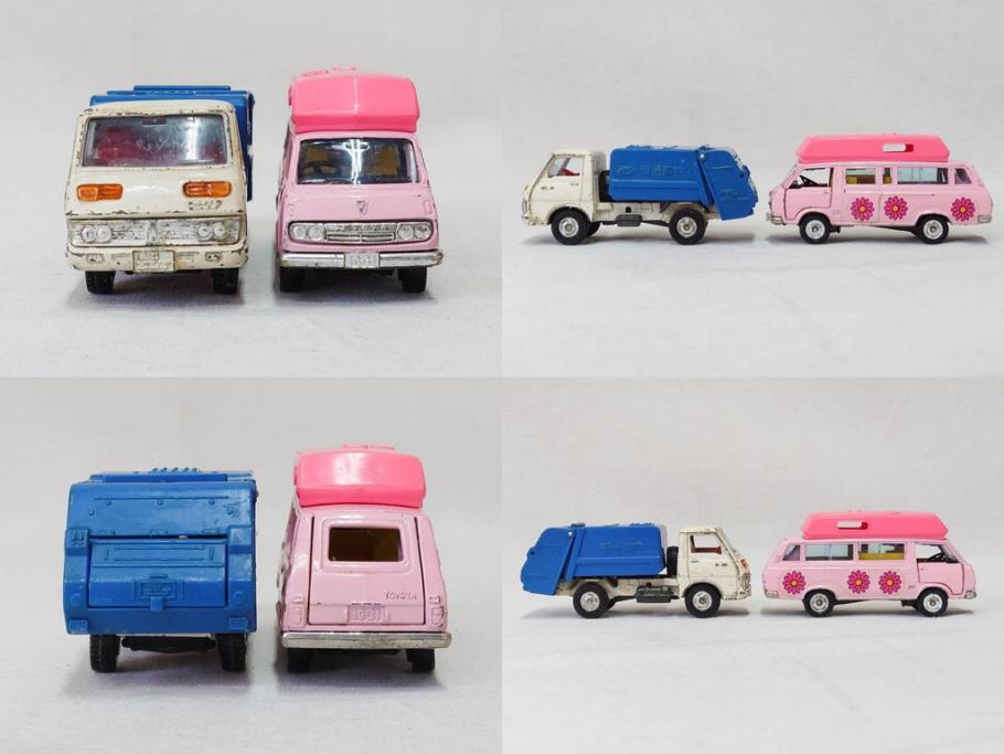 当時物　TOMICA トミカ　DANDY ダンディ　自動車　ミニカー　まとめて19点セット(玩具、おもちゃ、オモチャ、消防車、タンクローリー、Shell、はとバス、キャンピングカー、トラック、清掃事業、NHK、TOYOTA、トヨタ、HINO、ISUZU、MITSUBISHI、三菱)(R-075475)