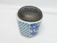 江戸期　染付　龍図　香炉(銀火屋?、仏具、箱無し)(R-062818)