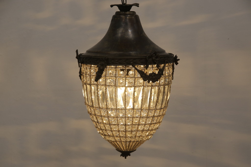 アンティーク照明　フランスアンティーク　クラシカルな雰囲気を高める天井照明(吊り下げ照明、シェード)(R-057345)