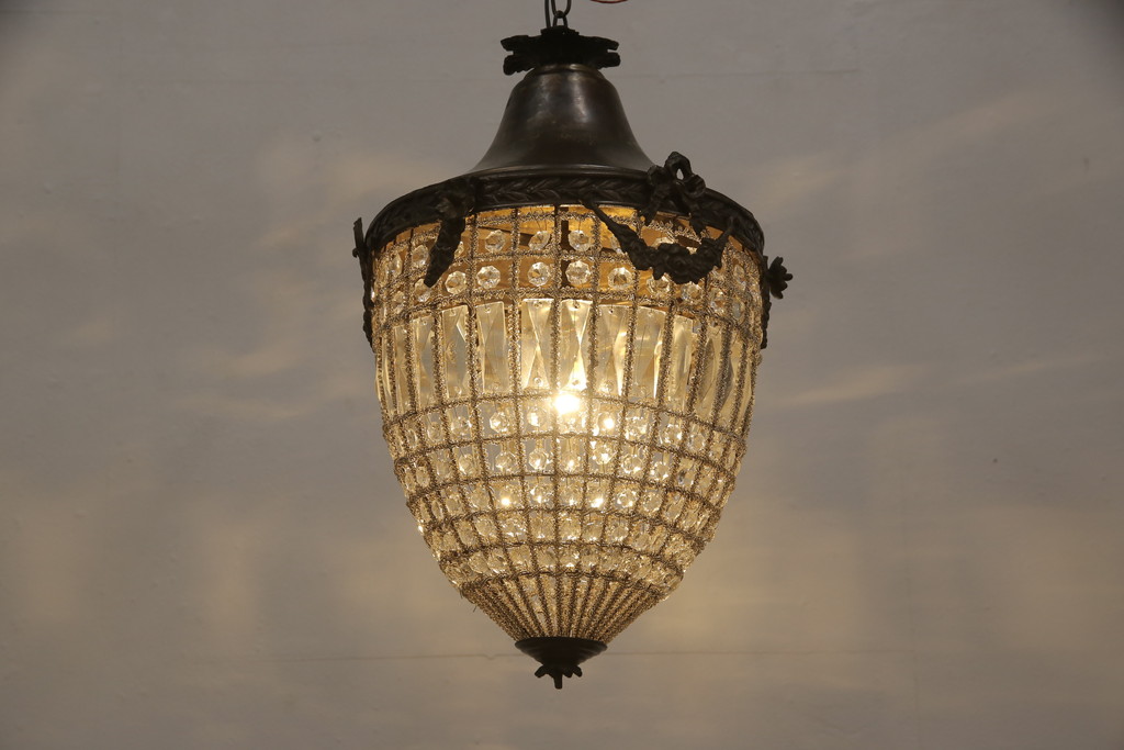 アンティーク照明　フランスアンティーク　クラシカルな雰囲気を高める天井照明(吊り下げ照明、シェード)(R-057345)