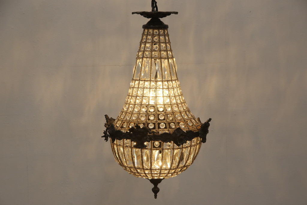 ビンテージ照明　フランスヴィンテージ　シックな色合いで大人の空間を演出するシャンデリア(吊り下げ照明、天井照明)(R-057351)