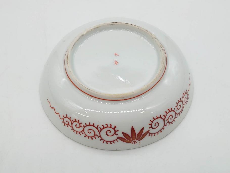 明治期　九谷　金襴手　赤絵　約12cm　3.9寸　華やかな色合いが美しい小皿5枚セット(金彩、和皿、和食器、三寸九分)(R-075477)