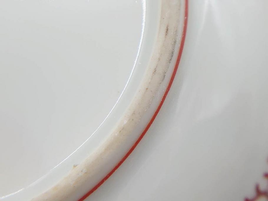 明治期　九谷　金襴手　赤絵　約12cm　3.9寸　華やかな色合いが美しい小皿5枚セット(金彩、和皿、和食器、三寸九分)(R-075477)