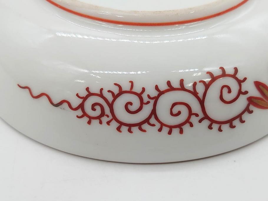 明治期　九谷　金襴手　赤絵　約12cm　3.9寸　華やかな色合いが美しい小皿5枚セット(金彩、和皿、和食器、三寸九分)(R-075523)