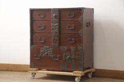 アンティーク家具　イギリスアンティーク　オーク材のライブラリーカードケース(ドロワー、引き出し、図書館、図書室)