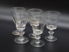 明治～大正時代　レトロな雰囲気が魅力のリキュールグラス5客セット(古グラス、和ガラス、酒器、硝子、ショット、酒杯、高台)(R-075530)