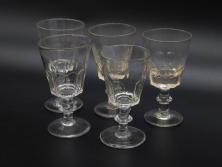 明治～大正時代　レトロな雰囲気が魅力のリキュールグラス5客セット(古グラス、和ガラス、酒器、硝子、ショット、酒杯、高台)(R-075533)