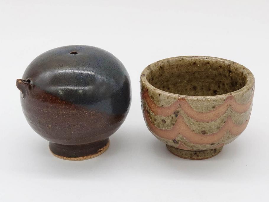 Gerd Knapper　ゲルト クナッパー　細やかな意匠が施された品のある佇まいが美しい水滴&ぐい呑み(書道具、酒器、和食器、共箱付き)(R-075534)
