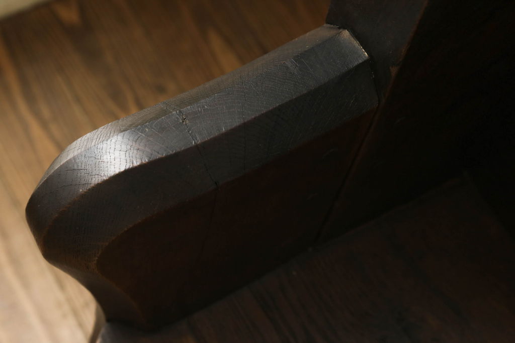 イギリスアンティーク　オーク材　使い込まれた風合いが味わい深いチャーチベンチ(長椅子、木製ベンチ)(R-051299)