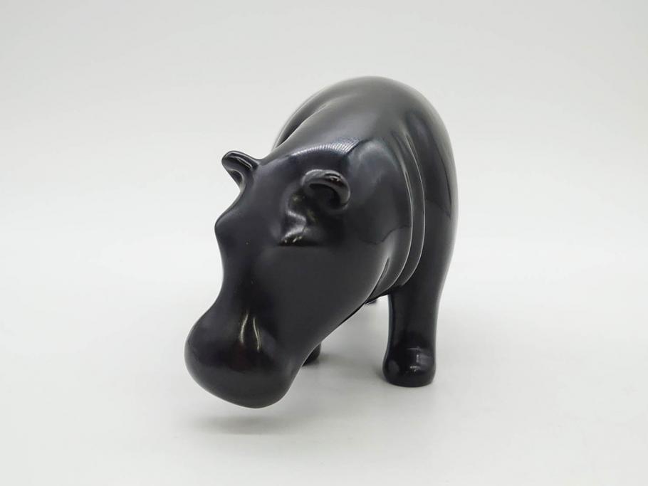 Loet Vanderveen(ロート・ヴァンダーヴィーン)　ブロンズ　カバ　52/1000　高さ 約8.7cm　シックで重厚感のある置物(彫刻、金彩、動物、アニマル、オブジェ、ディスプレイ、オランダ)(R-081469)　