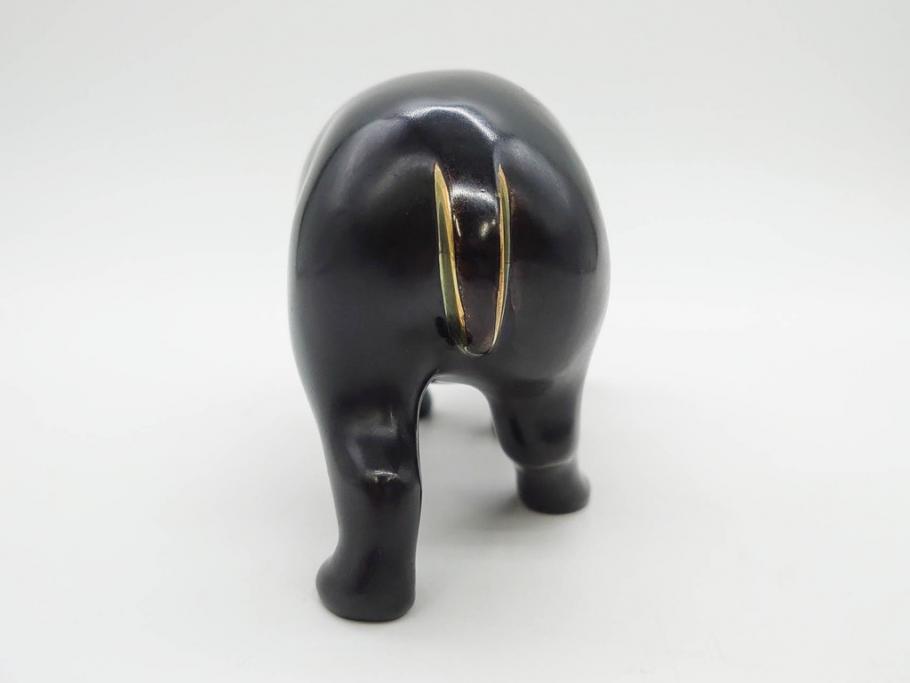 Loet Vanderveen(ロート・ヴァンダーヴィーン)　ブロンズ　カバ　52/1000　高さ 約8.7cm　シックで重厚感のある置物(彫刻、金彩、動物、アニマル、オブジェ、ディスプレイ、オランダ)(R-081469)　