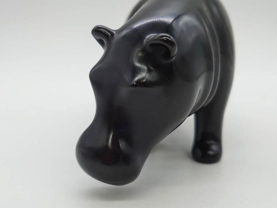 Loet Vanderveen(ロート・ヴァンダーヴィーン)　ブロンズ　カバ　52/1000　高さ 約8.7cm　シックで重厚感のある置物(彫刻、金彩、動物、アニマル、オブジェ、ディスプレイ、オランダ)(R-081469)　