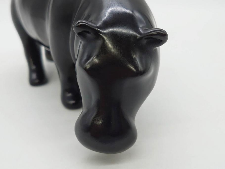 Loet Vanderveen(ロート・ヴァンダーヴィーン)　ブロンズ　カバ　52/1000　高さ 約8.7cm　シックで重厚感のある置物(彫刻、金彩、動物、アニマル、オブジェ、ディスプレイ、オランダ)(R-081469)　