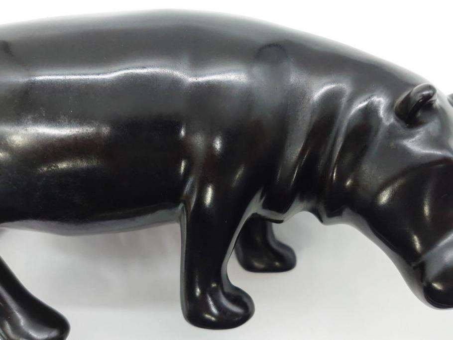 Loet Vanderveen(ロート・ヴァンダーヴィーン)　ブロンズ　カバ　52/1000　高さ 約8.7cm　シックで重厚感のある置物(彫刻、金彩、動物、アニマル、オブジェ、ディスプレイ、オランダ)(R-081469)　