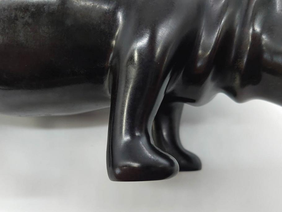 Loet Vanderveen(ロート・ヴァンダーヴィーン)　ブロンズ　カバ　52/1000　高さ 約8.7cm　シックで重厚感のある置物(彫刻、金彩、動物、アニマル、オブジェ、ディスプレイ、オランダ)(R-081469)　