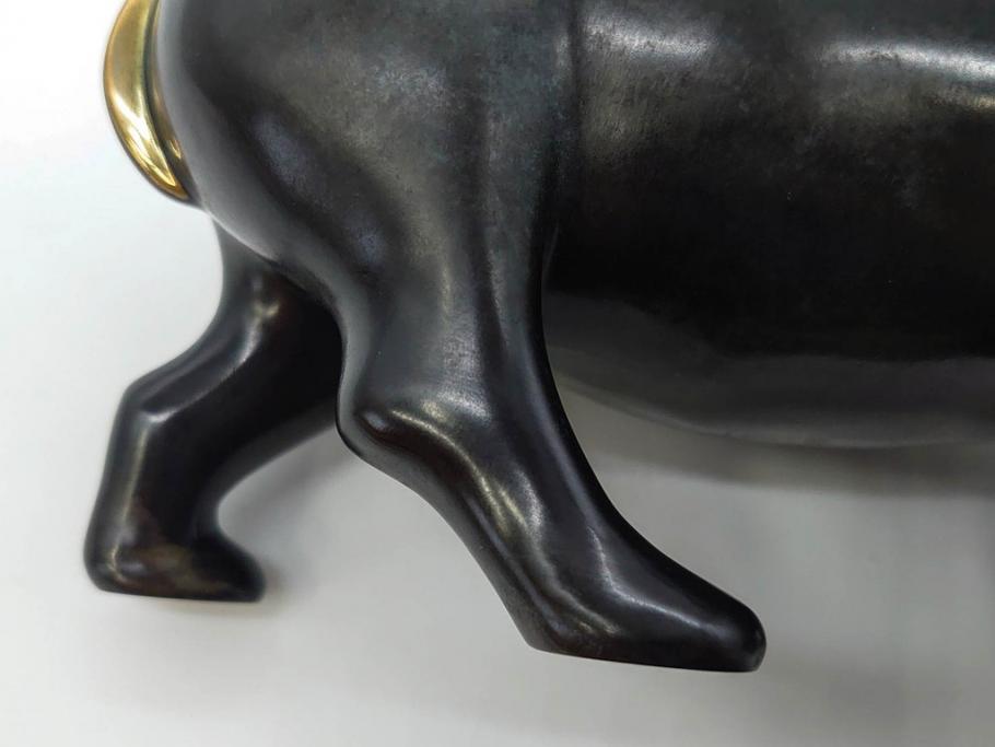 Loet Vanderveen(ロート・ヴァンダーヴィーン)　ブロンズ　カバ　52/1000　高さ 約8.7cm　シックで重厚感のある置物(彫刻、金彩、動物、アニマル、オブジェ、ディスプレイ、オランダ)(R-081469)　