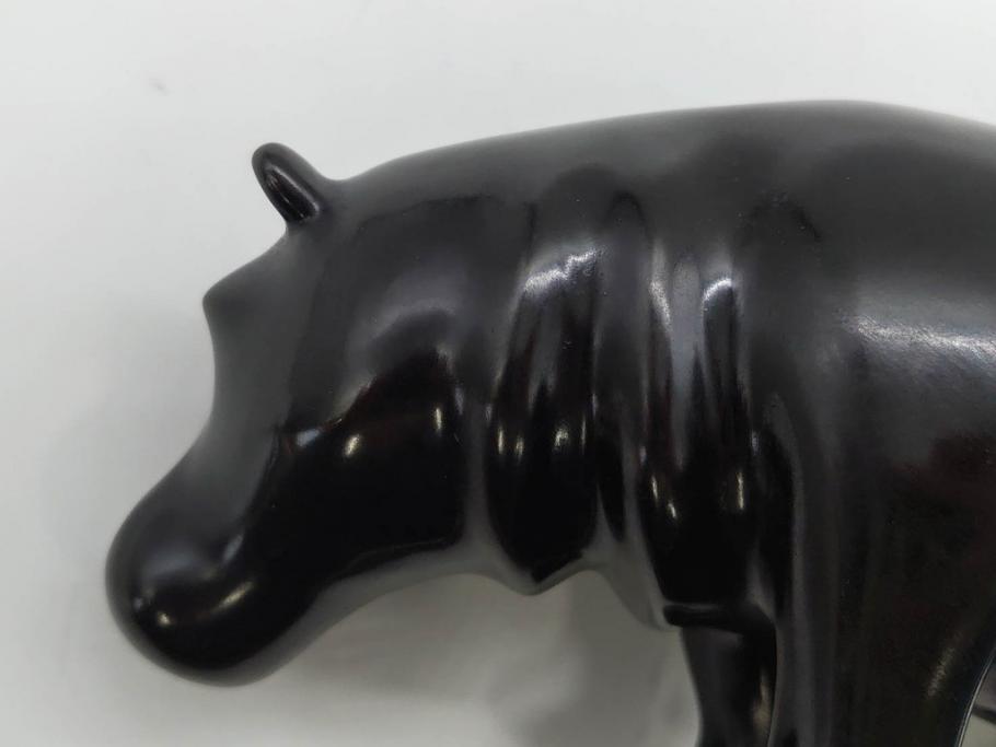 Loet Vanderveen(ロート・ヴァンダーヴィーン)　ブロンズ　カバ　52/1000　高さ 約8.7cm　シックで重厚感のある置物(彫刻、金彩、動物、アニマル、オブジェ、ディスプレイ、オランダ)(R-081469)　