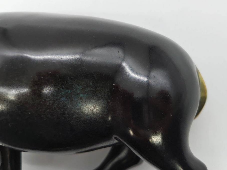 Loet Vanderveen(ロート・ヴァンダーヴィーン)　ブロンズ　カバ　52/1000　高さ 約8.7cm　シックで重厚感のある置物(彫刻、金彩、動物、アニマル、オブジェ、ディスプレイ、オランダ)(R-081469)　