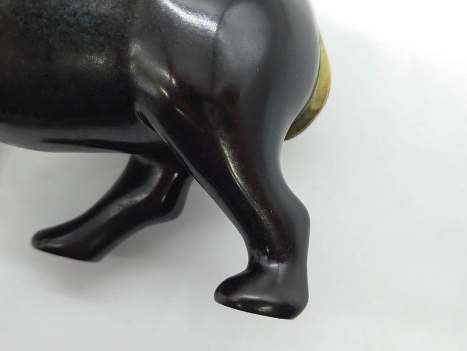 Loet Vanderveen(ロート・ヴァンダーヴィーン)　ブロンズ　カバ　52/1000　高さ 約8.7cm　シックで重厚感のある置物(彫刻、金彩、動物、アニマル、オブジェ、ディスプレイ、オランダ)(R-081469)　