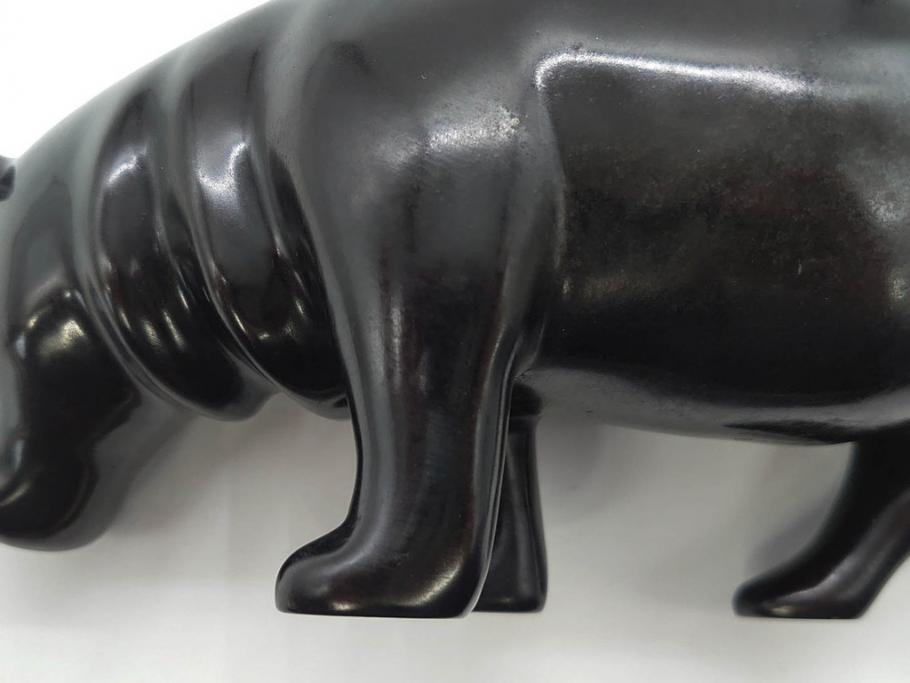Loet Vanderveen(ロート・ヴァンダーヴィーン)　ブロンズ　カバ　52/1000　高さ 約8.7cm　シックで重厚感のある置物(彫刻、金彩、動物、アニマル、オブジェ、ディスプレイ、オランダ)(R-081469)　