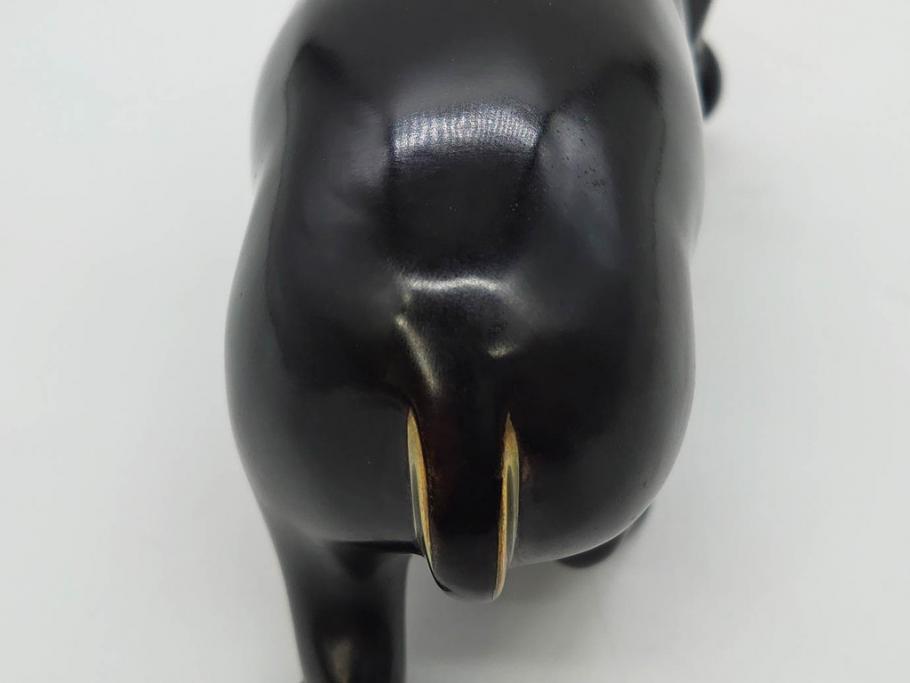Loet Vanderveen(ロート・ヴァンダーヴィーン)　ブロンズ　カバ　52/1000　高さ 約8.7cm　シックで重厚感のある置物(彫刻、金彩、動物、アニマル、オブジェ、ディスプレイ、オランダ)(R-081469)　