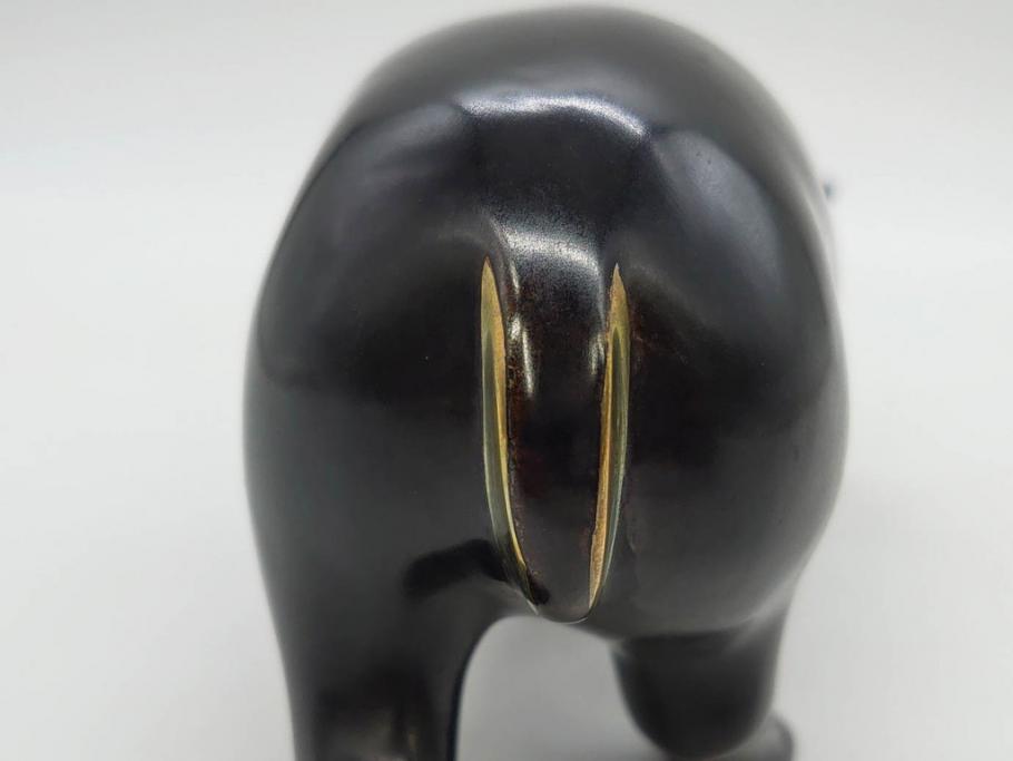 Loet Vanderveen(ロート・ヴァンダーヴィーン)　ブロンズ　カバ　52/1000　高さ 約8.7cm　シックで重厚感のある置物(彫刻、金彩、動物、アニマル、オブジェ、ディスプレイ、オランダ)(R-081469)　