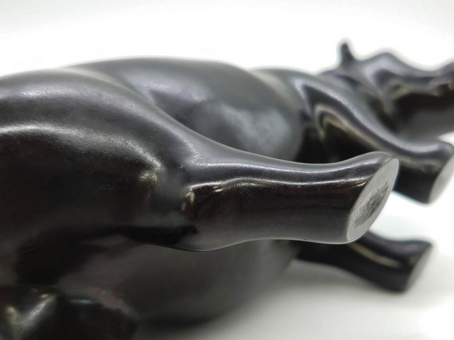 Loet Vanderveen(ロート・ヴァンダーヴィーン)　ブロンズ　カバ　52/1000　高さ 約8.7cm　シックで重厚感のある置物(彫刻、金彩、動物、アニマル、オブジェ、ディスプレイ、オランダ)(R-081469)　