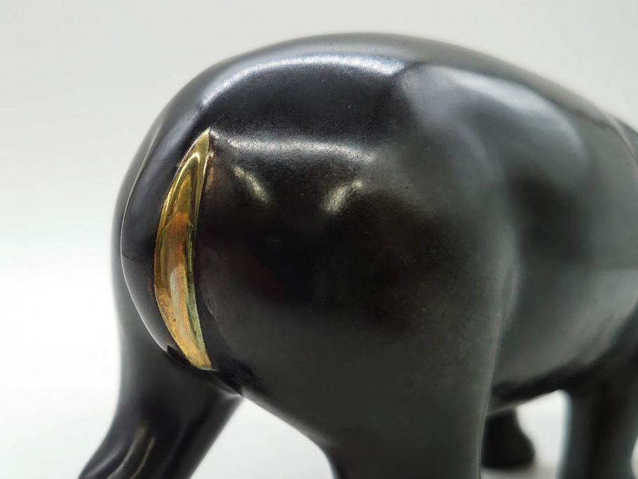 Loet Vanderveen(ロート・ヴァンダーヴィーン)　ブロンズ　カバ　52/1000　高さ 約8.7cm　シックで重厚感のある置物(彫刻、金彩、動物、アニマル、オブジェ、ディスプレイ、オランダ)(R-081469)　