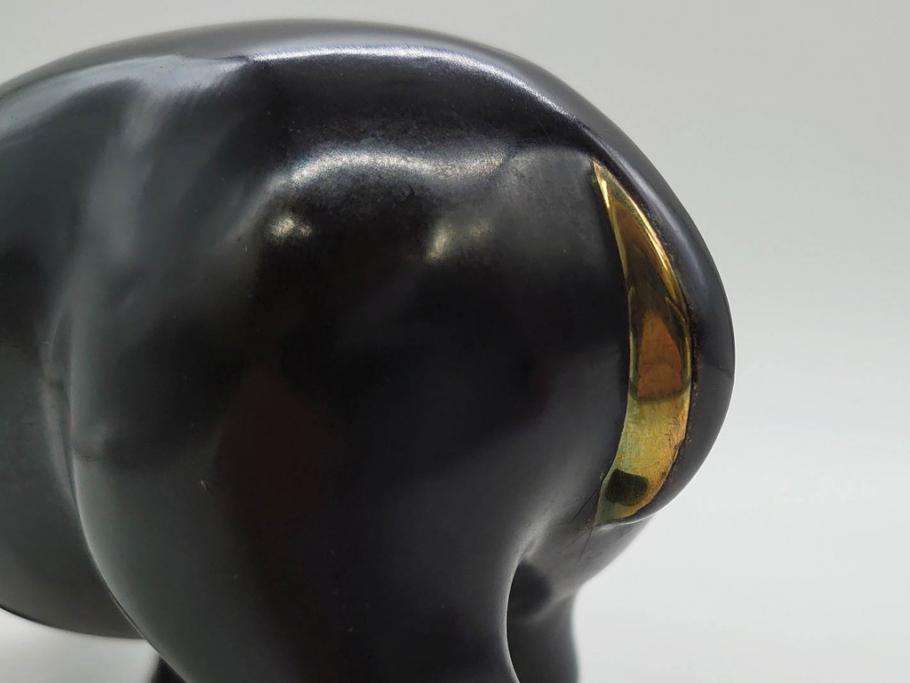 Loet Vanderveen(ロート・ヴァンダーヴィーン)　ブロンズ　カバ　52/1000　高さ 約8.7cm　シックで重厚感のある置物(彫刻、金彩、動物、アニマル、オブジェ、ディスプレイ、オランダ)(R-081469)　