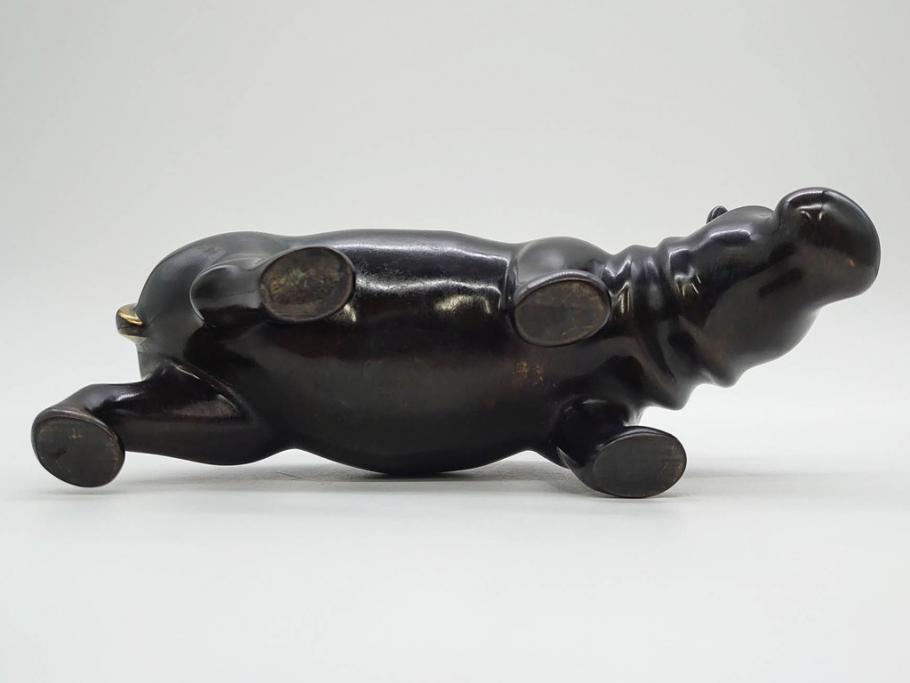 Loet Vanderveen(ロート・ヴァンダーヴィーン)　ブロンズ　カバ　52/1000　高さ 約8.7cm　シックで重厚感のある置物(彫刻、金彩、動物、アニマル、オブジェ、ディスプレイ、オランダ)(R-081469)　