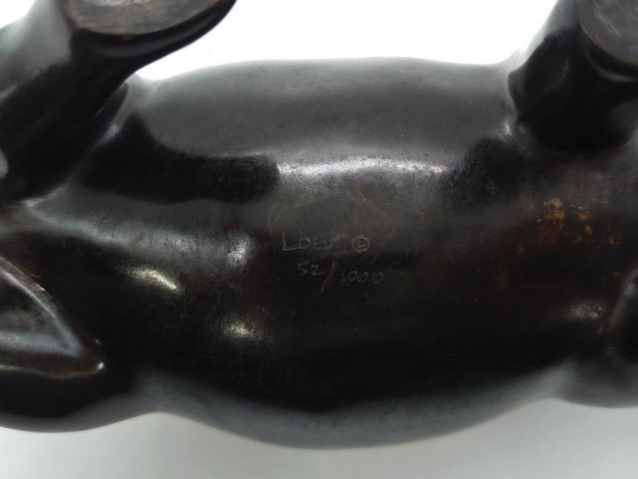 Loet Vanderveen(ロート・ヴァンダーヴィーン)　ブロンズ　カバ　52/1000　高さ 約8.7cm　シックで重厚感のある置物(彫刻、金彩、動物、アニマル、オブジェ、ディスプレイ、オランダ)(R-081469)　