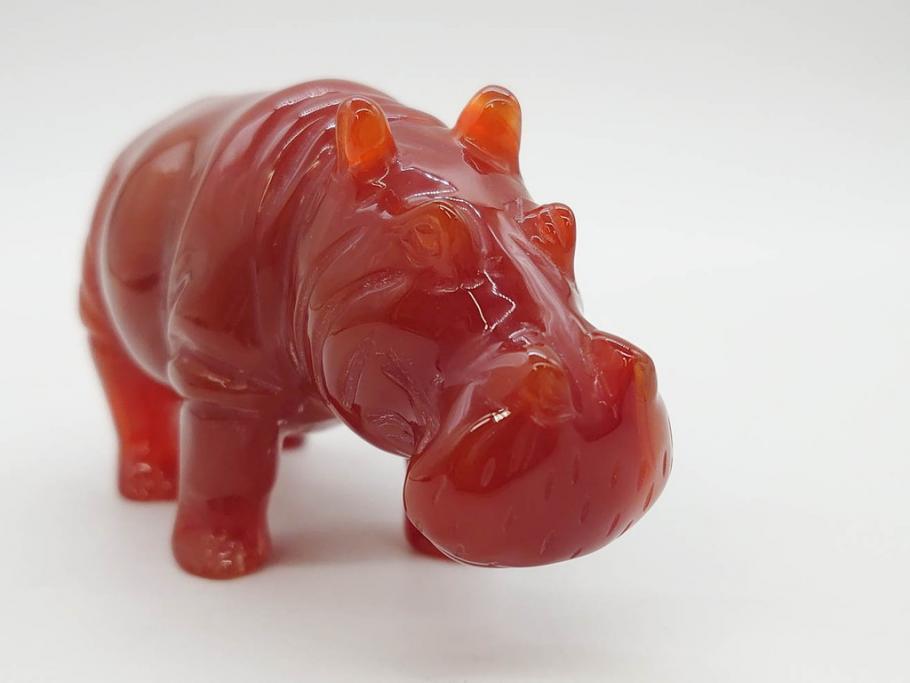 中国?　マカライト　瑪瑙?　カバ　お部屋のアクセントになる置物6点セット(彫刻、動物、アニマル、オブジェ、ディスプレイ)(R-081472)　